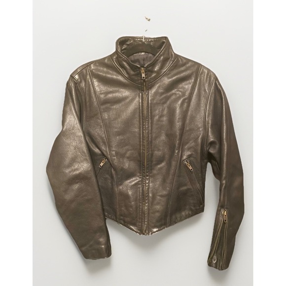 hot leathers Jackets & Blazers - Hot Leathers Women's Vtg Black Leather Motorcycle Sport Zipper Jacket Sz M USA